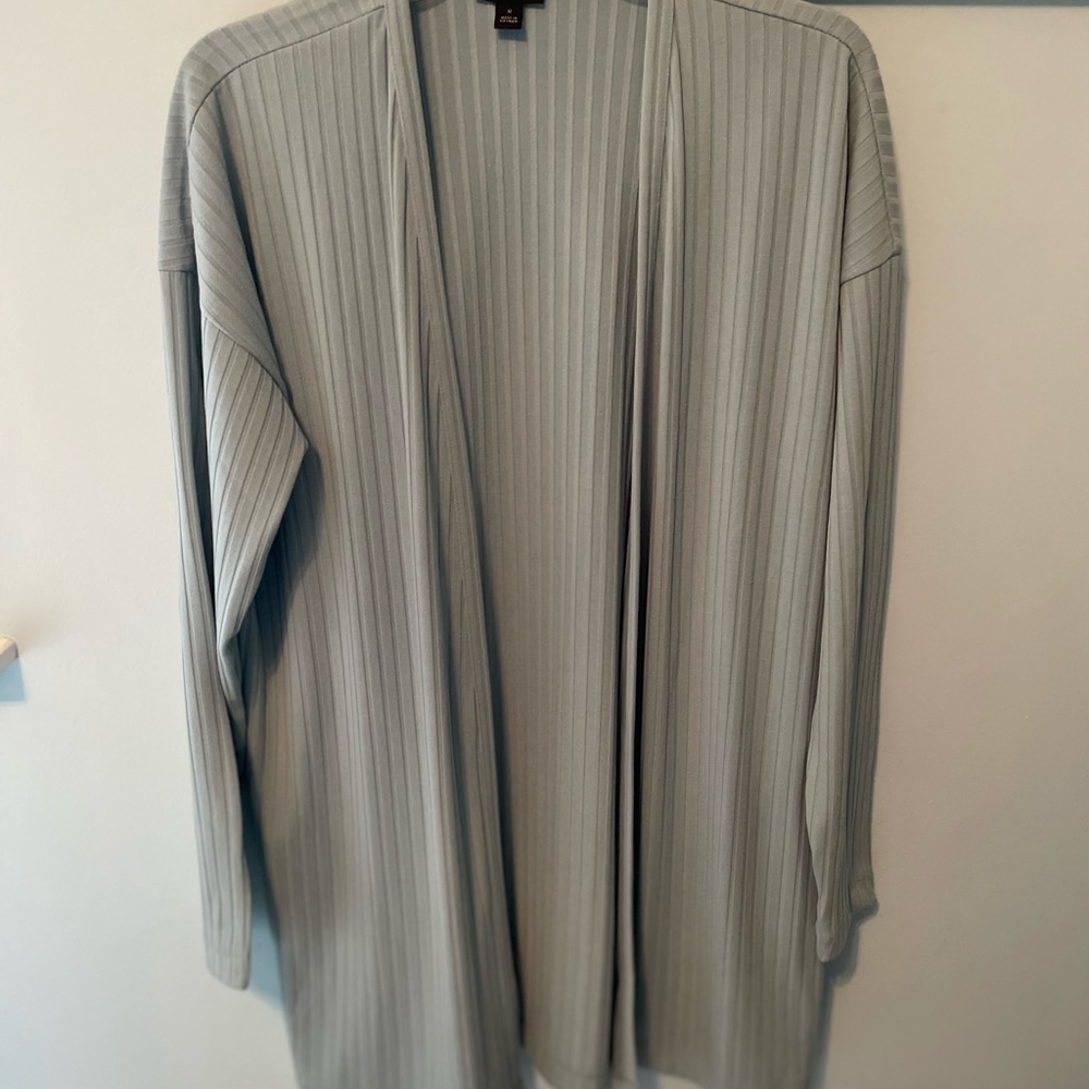 ANN TAYLOR Long Ribbed Open Cardigan